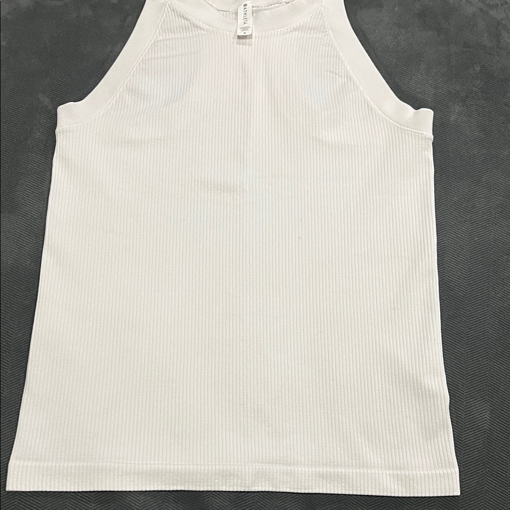 Athleta Women's White Ribbed Racerback Tank Top